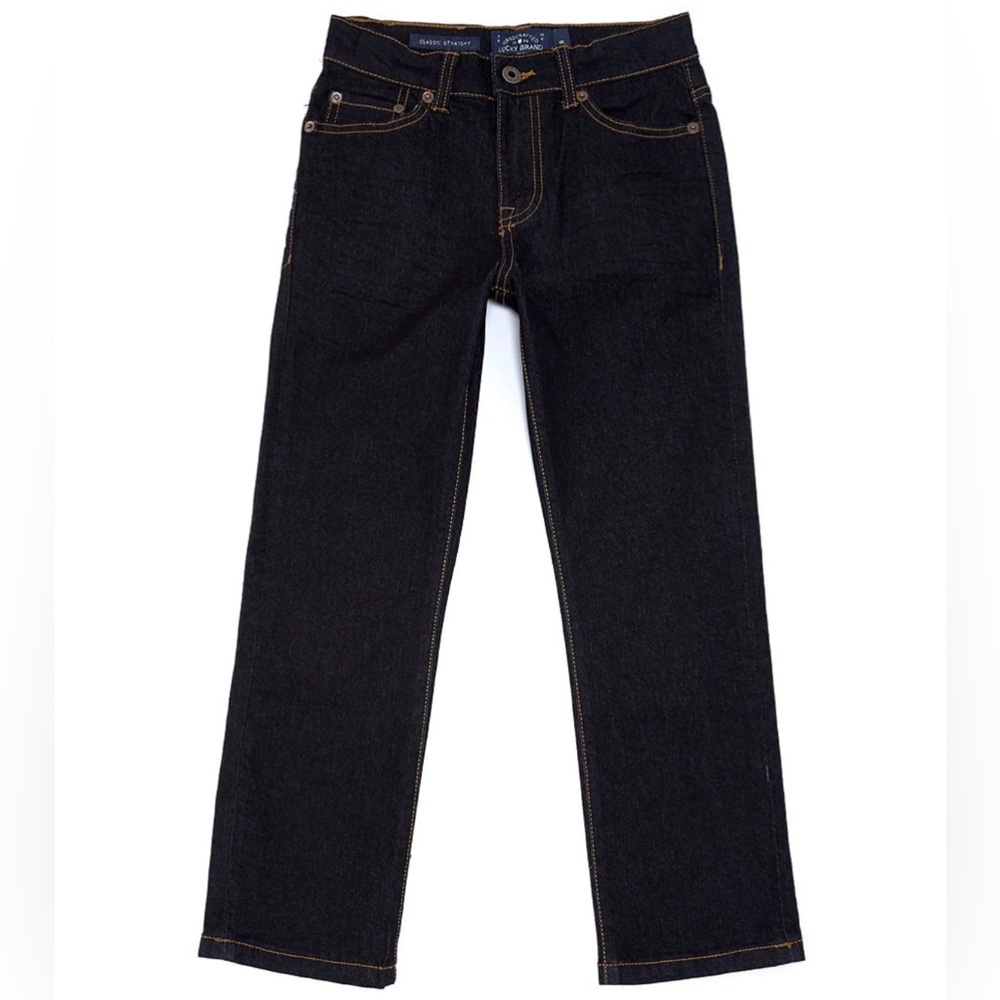 Lucky Brand Kids Classic Straight Dark Blue Denim Jeans Size 16 Stretch Worn 1x